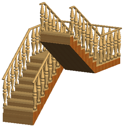 П-образная лестница с забежными ступенями